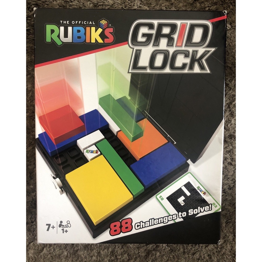Rubik's Grid Lock Brain Teaser Strategy Puzzle Game, 88 Challenges, Age 7+ 2019